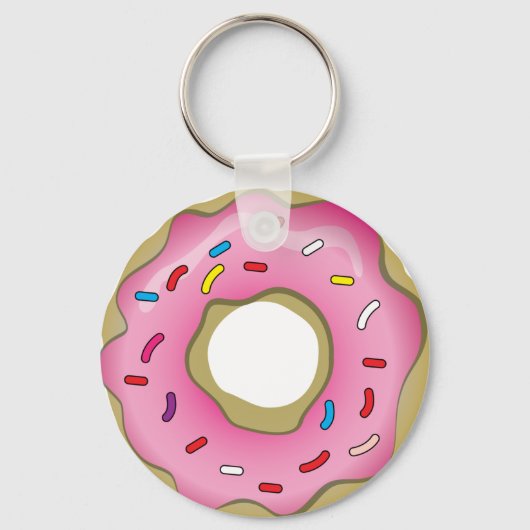 Yummy Donut met Icing en Sprinkles Sleutelhanger (Voorkant)