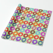 Yummy Donut Pattern Wrapping Papier (Uitgerold)