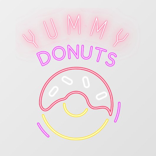 Yummy Donuts Faux Neon Light Donut Shop Raamsticker (Vel)