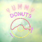 Yummy Donuts Faux Neon Light Donut Shop Raamsticker (Vel 3)