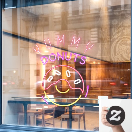 Yummy Donuts Neppeonlicht Donut Winkel Raamsticker (Cafe Raam)