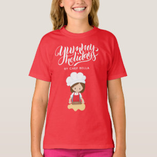 Yummy Feestdagen op Chef Custom Name Girl Baking T-shirt