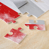 Yummy Feestdagen Red White Lettering Custom Photo Legpuzzel (Zijkant)