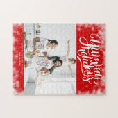 Yummy Feestdagen Red White Lettering Custom Photo Legpuzzel (Horizontaal)