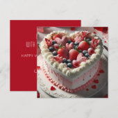 Yummy Fruit Topped Heart Shaped Cake Valentijn Feestdagenkaart (Voorkant / Achterkant)