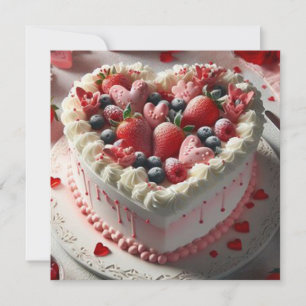 Yummy Fruit Topped Heart Shaped Cake Valentijn Feestdagenkaart