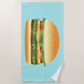 Yummy Hamburger Illustratie op blauw Strandlaken (Voorkant)