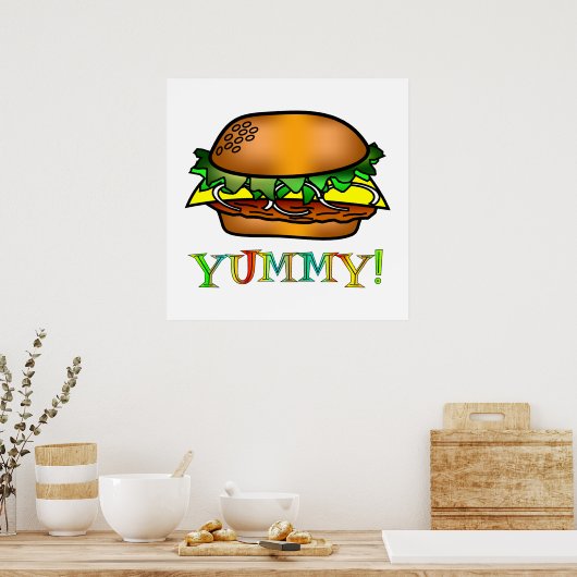 Yummy Hamburger Poster (Keuken)