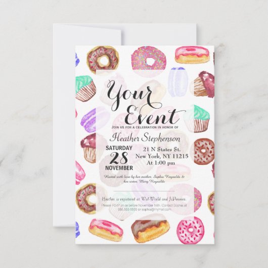 Yummy Hand Painted Waterverf Desserts Kaart (Voorkant)