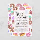 Yummy Hand Painted Waterverf Desserts Kaart (Voorkant / Achterkant)