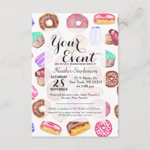 Yummy Hand Painted Waterverf Desserts Kaart