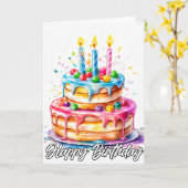 Yummy Happy Birthday Cake Kaart (Gele Bloem)