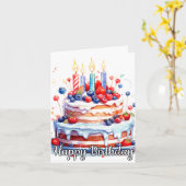 Yummy heerlijke fruitige verjaardagstaart kaart (Gele Bloem)