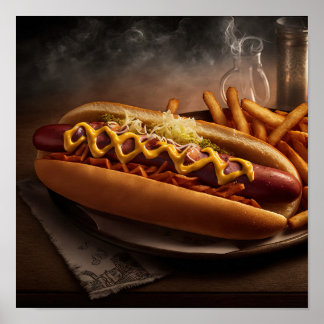 Yummy Hot Dog Kitchen Wall Art Poster