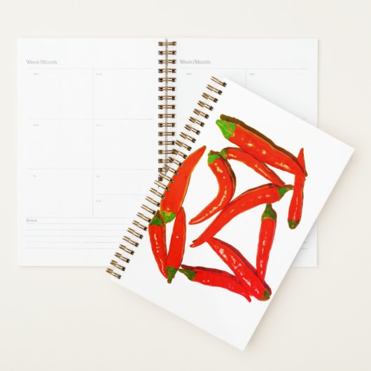 Yummy Hot Red Chili Peppers Pepper Patroon Planner (Display)
