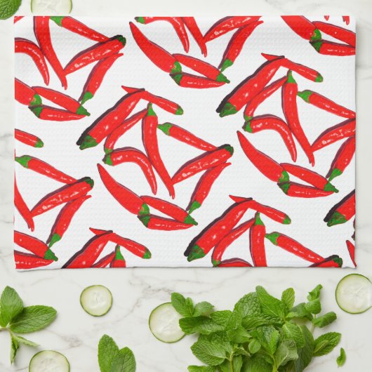 Yummy Hot Red Green Chili Pepper Theedoek (Gevouwen)