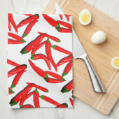 Yummy Hot Red Green Chili Pepper Theedoek (Quarter Fold)