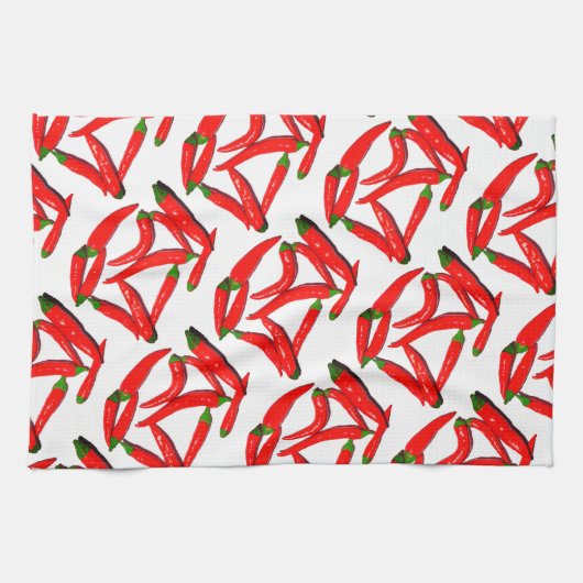 Yummy Hot Red Green Chili Pepper Theedoek (Horizontaal)