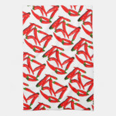 Yummy Hot Red Green Chili Pepper Theedoek (Verticaal)