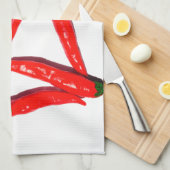 Yummy Hot Red Green Chili Pepper Theedoek (Quarter Fold)