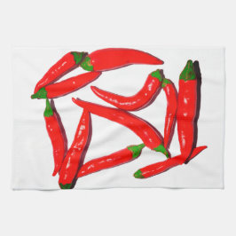 Yummy Hot Red Green Chili Pepper Theedoek