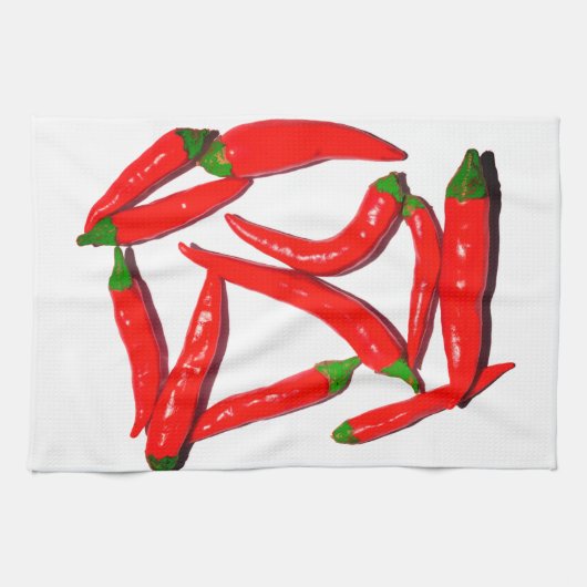 Yummy Hot Red Green Chili Pepper Theedoek (Horizontaal)