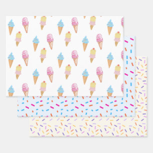 Yummy Ice Cream Cone en Sprinkles Wrapppapier Inpakpapier Vel