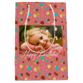 Yummy Ice Cream Foto | Donkerroze Medium Cadeauzakje (Voorkant)