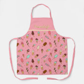 Yummy Ice Cream Patroon | Aardbeienroze Schort (Voorkant)