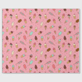 Yummy Ice Cream Pattern | Aardbeiroze Cadeaupapier (Vlak)