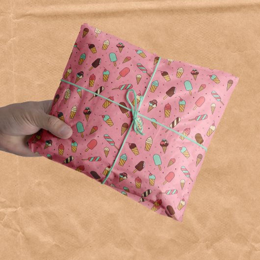 Yummy Ice Cream Pattern | Aardbeiroze Tissuepapier