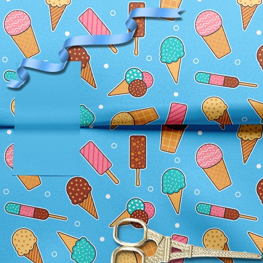 Yummy Ice Cream Pattern | Blauw Tissuepapier