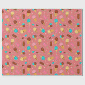 Yummy Ice Cream Pattern | Donkerroze Cadeaupapier (Vlak)