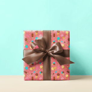 Yummy Ice Cream Pattern   Donkerroze Cadeaupapier
