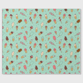 Yummy Ice Cream Pattern | Munt Green Cadeaupapier (Vlak)