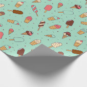 Yummy Ice Cream Pattern | Munt Green Cadeaupapier (Hoek)