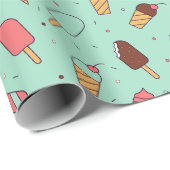 Yummy Ice Cream Pattern | Munt Green Cadeaupapier (Rol Hoek)