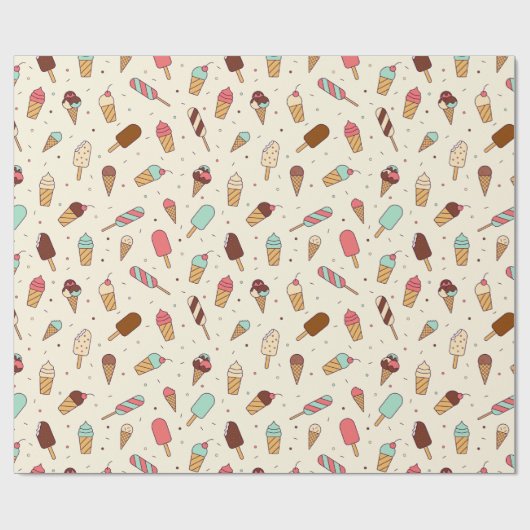 Yummy Ice Cream Pattern | Vanilla Cream Cadeaupapier (Vlak)