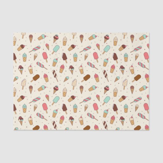 Yummy Ice Cream Pattern | Vanilla Cream Tissuepapier (Voorkant)