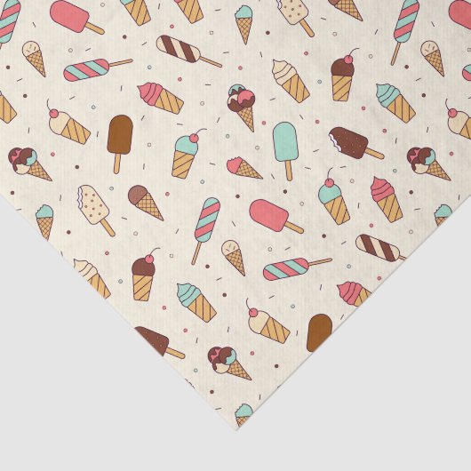 Yummy Ice Cream Pattern | Vanilla Cream Tissuepapier (Detail)