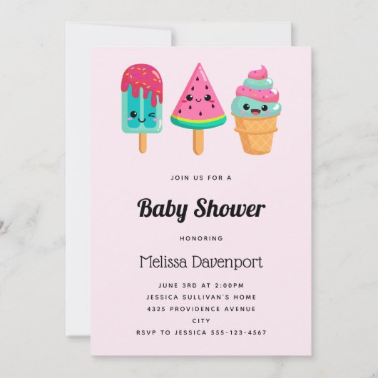 Yummy Ice Cream Trio Summer Vibe Baby shower Kaart (Voorkant)
