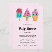 Yummy Ice Cream Trio Summer Vibe Baby shower Kaart (Voorkant / Achterkant)