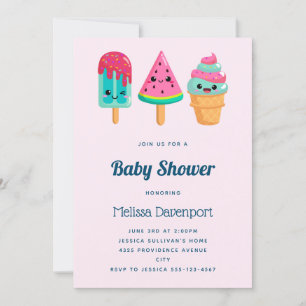 Yummy Ice Cream Trio Summer Vibe Baby shower Kaart
