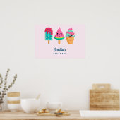 Yummy Ice Cream Trio Summer Vibe Business Poster (Keuken)