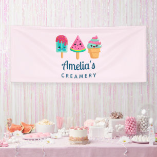 Yummy Ice Cream Trio Summer Vibe Business Spandoek