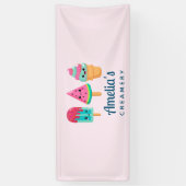 Yummy Ice Cream Trio Summer Vibe Business Spandoek (Verticaal)