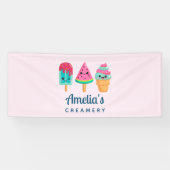 Yummy Ice Cream Trio Summer Vibe Business Spandoek (Horizontaal)
