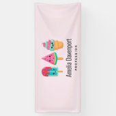 Yummy Ice Cream Trio Summer Vibe Business Spandoek (Verticaal)
