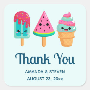 Yummy Ice Cream Trio Summer Vibe Event Dank je wel Vierkante Sticker