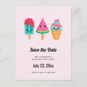 Yummy Ice Cream Trio Zomer Vibe Aankondigingskaart (Voorkant)